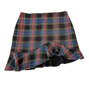 Zara Woman Plaid Flared Hem Skirt Green SZL